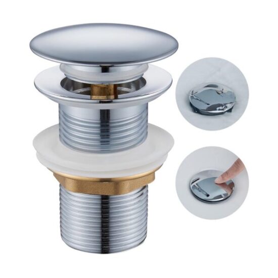 Bonde Lavabo Poussoir Chromé sans Trou plein LEAD PARTNER Bonde Lavabo Poussoir Chromé sans Trou plein LEAD PARTNER