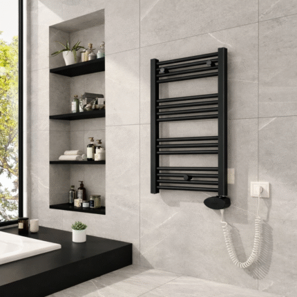 SÈCHE-SERVIETTES ÉLECTRIQUE DIGITAL NOIR 50 × 70 cm – RADIATEUR SALLE DE BAIN